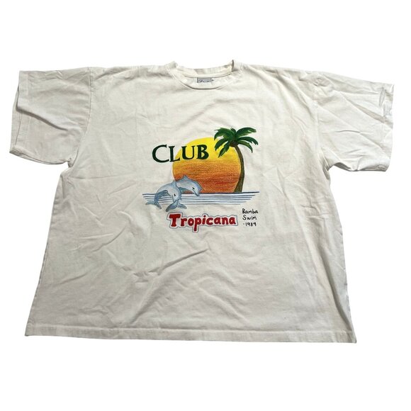 Bamba Swim Club Tropicana 1989 T-Shirt in White - Picture 1 of 9